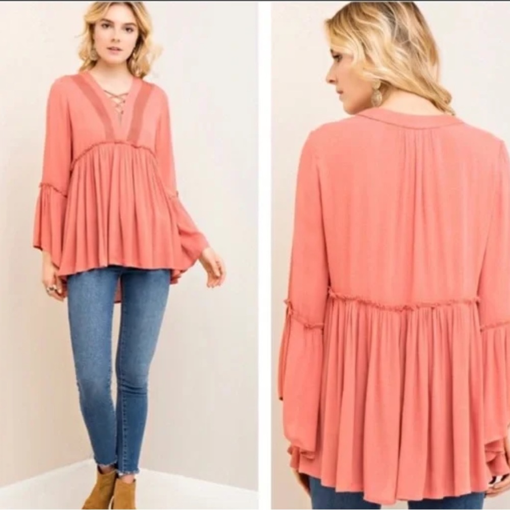 Entro Mauve Babydoll Top Size Small